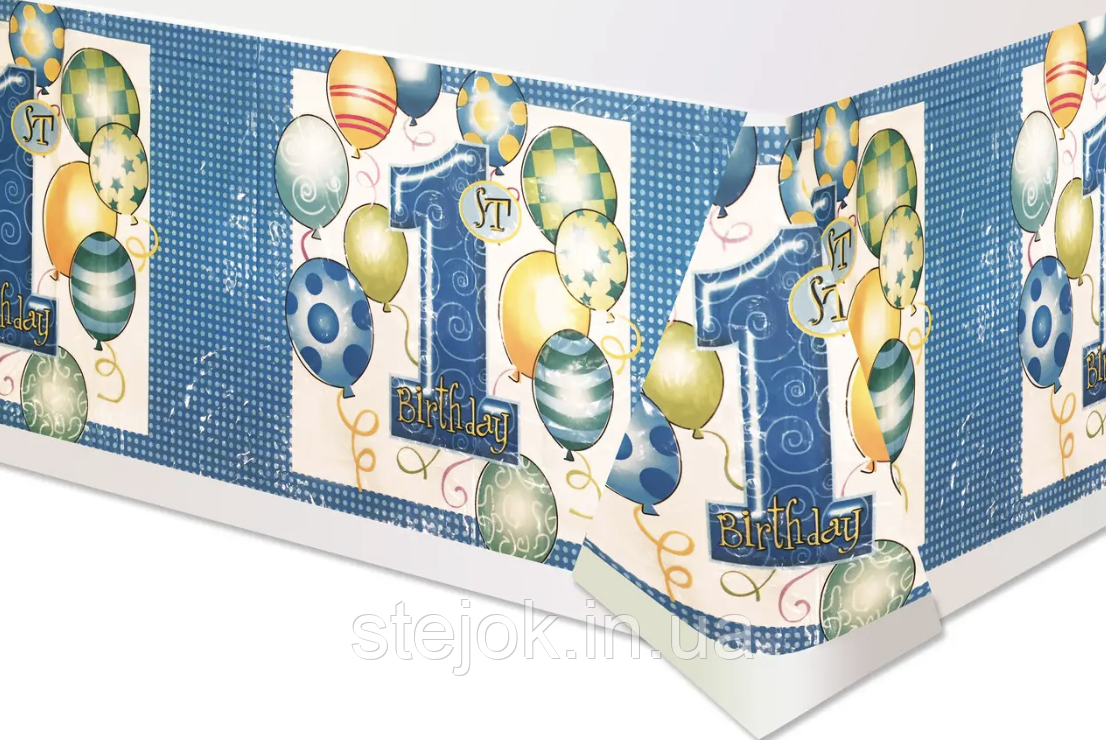 Скатертина на день народження святкова дитяча "Перший рік хлопчику", 1 шт., фото 1