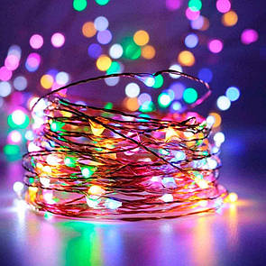 Світлодіодна гірлянда 10 метрів 100 діодів на батарейках мульті Гнучка гірлянда на батарейках РОСА
