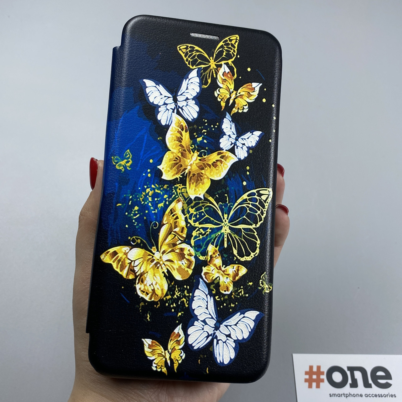 Чохол-книга для Samsung Galaxy A50s книжка з малюнком з метеликами на телефон самсунг а50с чорна R7P