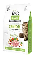 Сухой корм для пожилых кошек с лишним весом Brit Care Cat GF Senior Weight Control 2 кг (курица)