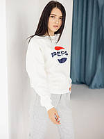 Теплый женский свитшот "Pepsi", белый свитшот пепси