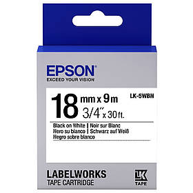 Epson Картридж с лентой LK5WBN принтеров LW-400/400VP/700 Std Blk/Wht 18mm/9m  Baumar - Завжди Вчасно