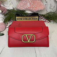 Кожаный женский кошелек Valentino, брендовый женский кошелек красный