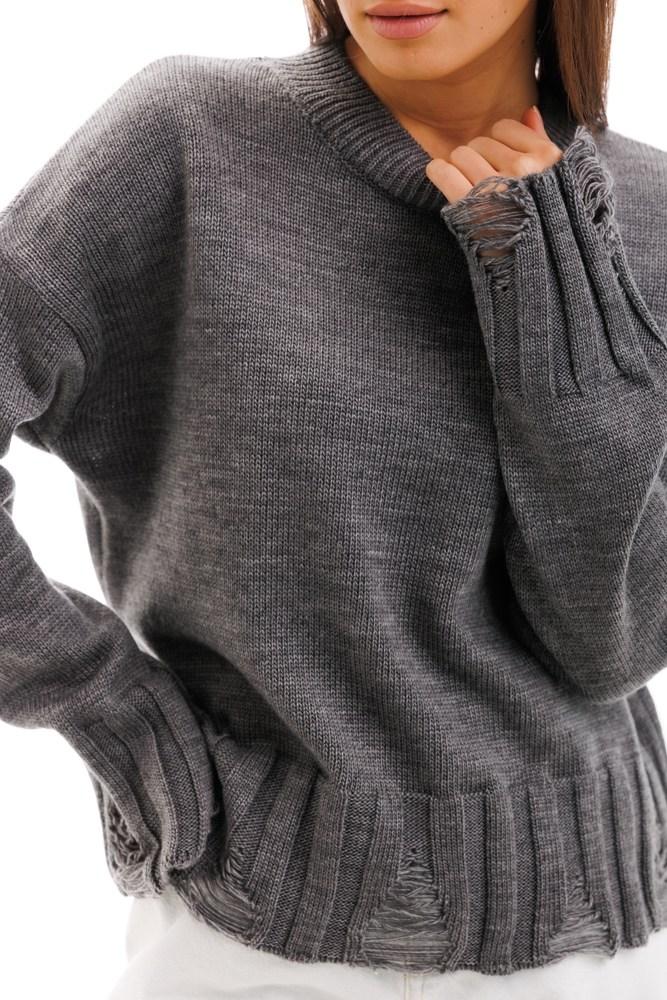 Жіноча тепла в'язана кофта з рваним низом у розмірі ONE SIZE, фото 1