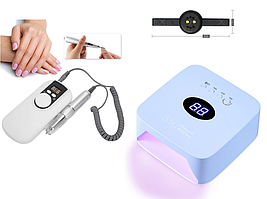 Набір майстра манікюру №1: Лампа+Фрезер акумуляторні + міні лампа USB