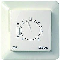 DEVI Терморегулятор DEVIreg 530, (+ 5+ 45С), механічний, датчик на проводі 3м, 85 х 85мм, макс. 15A, білий  Baumar - Завжди Вчасно