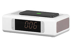 2E Акустична док-станція SmartClock Wireless Charging, Alarm Clock, Bluetooth, FM, USB, AUX White  Baumar - Завжди Вчасно