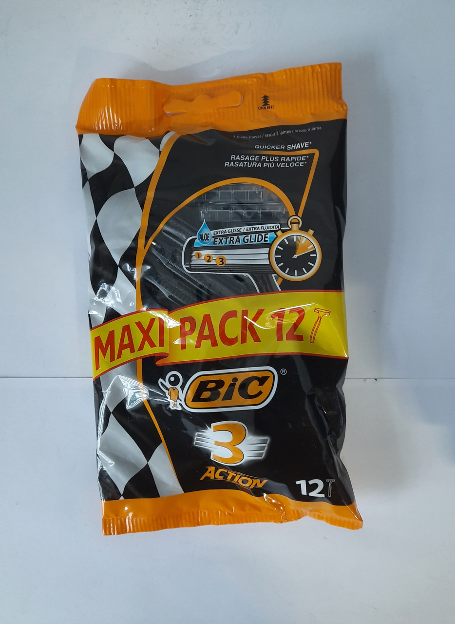 Станок мужской одноразовый BiC 3 Action 12 шт. Бик 3 экшин Оригинал