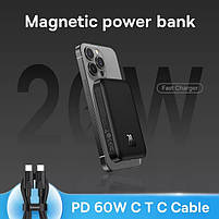 Павербанк з бездротовою зарядкою Baseus Magnetic 20W 6000mAh для iPhone 12/13/14/15 Black, фото 5