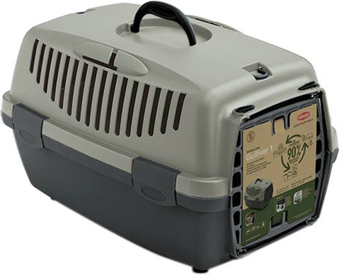 Контейнер-перенесення Stefanplast Gulliver 1 Green Line 48х32х31 см із пластиковими дверима Сіро-зелений до 6 кг