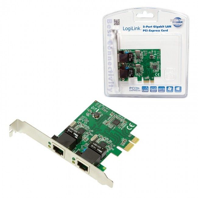 LogiLink karta PCI Express 2x Gigabit LAN, фото 1