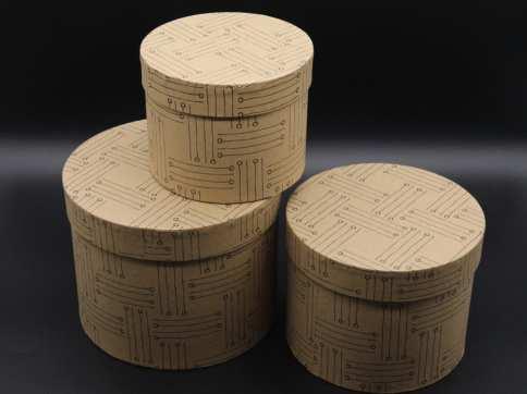 Коробка подарункова кругла. Колір крафт. 19х15см. 3шт/комплект / Коробка подарункова кругла. Колір крафт. 19х15см. 3шт/комплект, фото 1