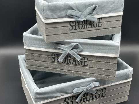 Дерев'яні кошики з тканиною. 28х19х11см / Дерев'яні кошики з тканиною. 28х19х11см, фото 1