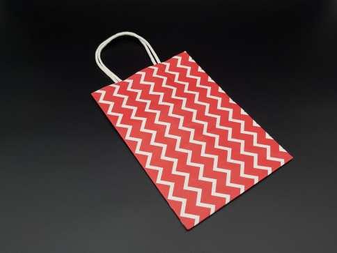 Екопакети паперові крафтові з ручками "Хвиля". Колір червоний. 15х8х21см / Екопакети паперові крафтові з ручками "Хвиля". Колір, фото 1