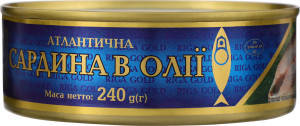 Консерва рибна сардина Ризьке золото шматками в олії 240 г, з/б, шматками