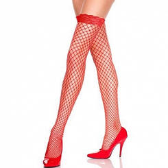 Панчохи в сіточку на гумці (червоні)