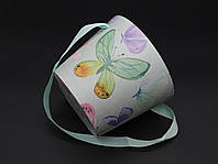 Коробки флористические для цветов подарочные "Бабочки". Цвет салатовый. 16х13см