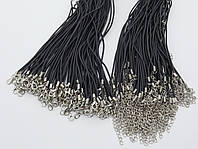 Черный Шнурок на шею с застежкой прутик с карабином 50 см. Текстильный прочный Ремешок Фурнитура