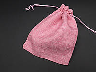 Подарочный мешочек из мешковины на затяжках. Цвет розовый. 15х20см