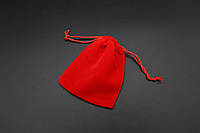 Подарочный мешочек из бархата на затяжках 10х12см красного цвета
