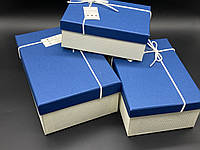 Коробка подарочная. 3шт/комплект. Цвет синий. 23х16х10см.