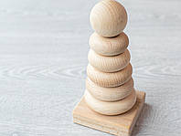 Пирамидка классическая деревянная детская экопродукт логическая игрушка для малышей 7 деталей 7х15см