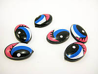Сине-розовые Глаза с ресницами для игрушек 12 мм. Овальные глазки для рукоделия и поделок Фурнитура для куко