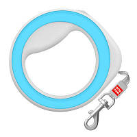 Поводок-рулетка для собак WAUDOG R-leash, круглая, до 40 кг, 2,9 м, светоотражающая лента, голубой, XS-M