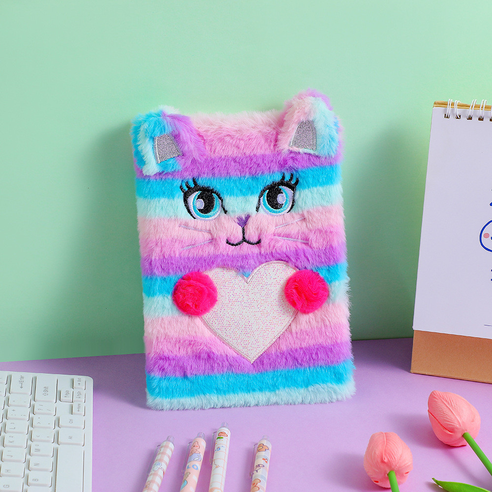 Блокнот Котик смугастий для дівчинки райдужний,FS-1823