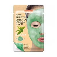 Кислородная тканевая маска с экстрактом зеленого чая Purederm Deep Purifying Green O2 Bubble Mask Green Tea