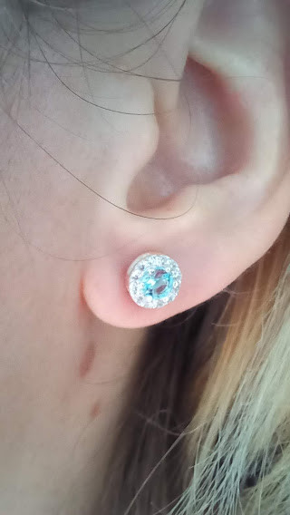 Срібні пусети цитрус із серединкою кольору топаз, фото 1