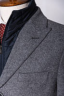 Мужское деловое приталенное пальто демисезонное с отстегивающимся воротником XL