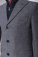 Мужское деловое приталенное пальто демисезонное с отстегивающимся воротником L