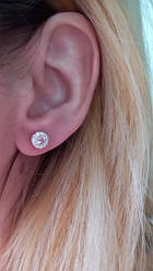 Срібні пусети цитрус із серединкою рожевого кольору