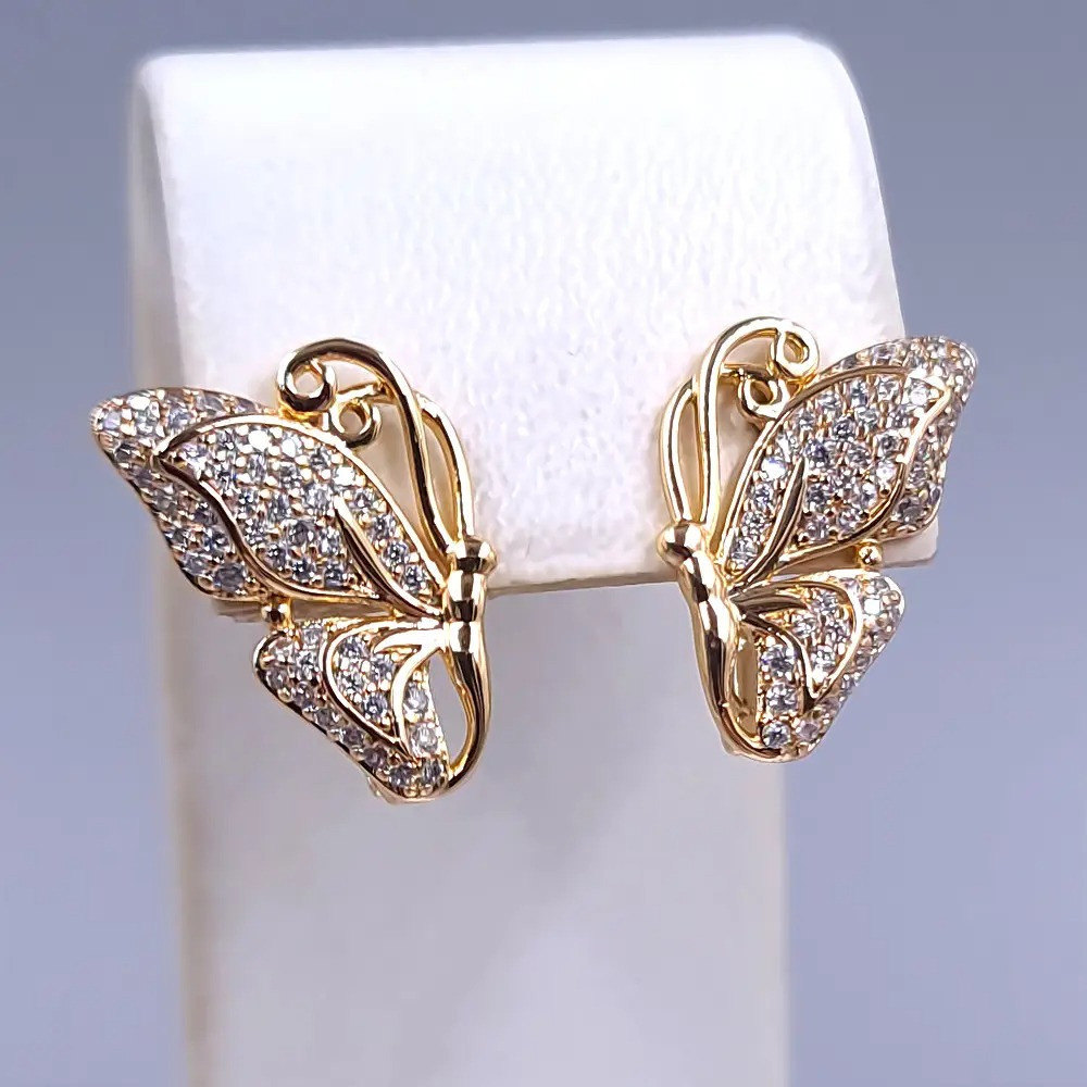 Сережки метелики (1 пара) Xuping. Довжина: 18 мм. Ширина: 13 мм.