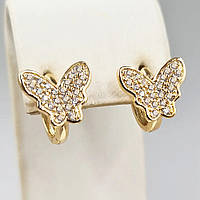 Сережки маленькі метелики (1 пара) Xuping. Діаметр: 11 мм. Ширина: 12 мм.