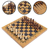 Набір шашки, шашки, нарди 3 в 1 дерев'яні бамбук SP-Sport 341-162 (дошка 35x35 см)