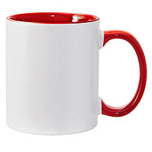 Чашка для сублімації кольорова всередині та ручка червона
