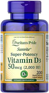Вітамін Д-3 Puritan's Pride Vitamin D3 2000 IU 200 капс.
