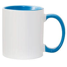 Чашка для сублімації кольорова всередині та ручка Блакитна