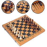 Набір шашки, шашки, нарди 3 в 1 дерев'яні бамбук SP-Sport 341-163 (дошка 40x40см)