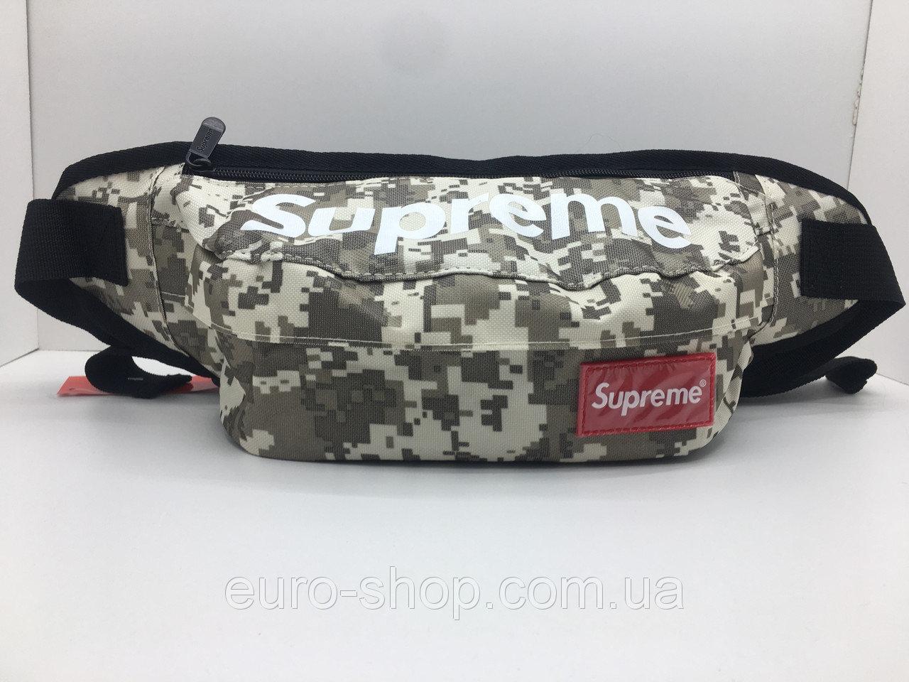 Поясна сумка Supreme Сірий камуфляж сумка на пояс