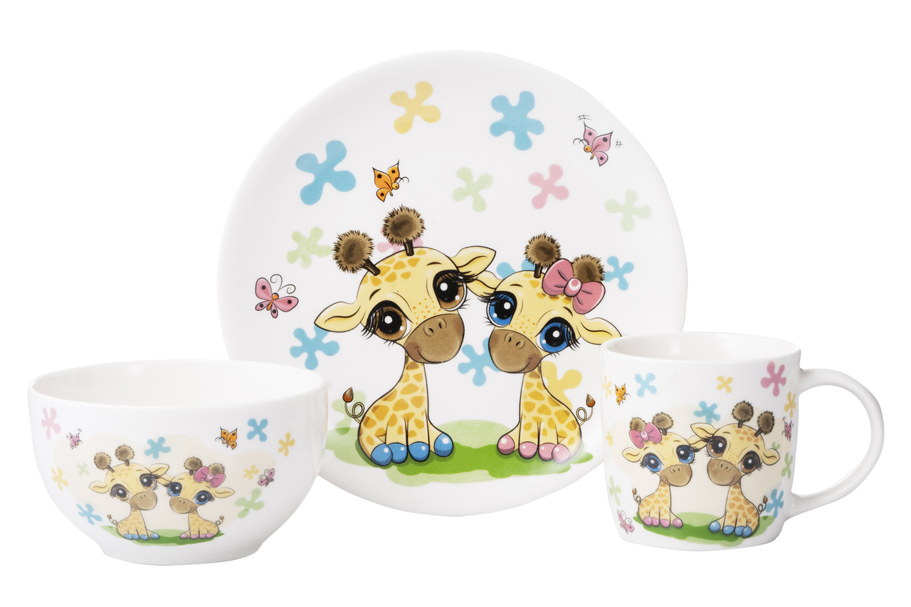 ARDESTO Набор детской посуды Baby giraffes 3 пр., фарфор Baumar - Всегда Вовремя - фото 3 - id-p1729665032