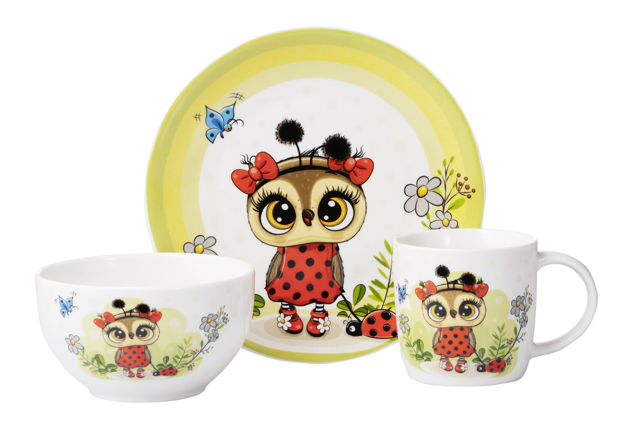 ARDESTO Набор детской посуды Lucky owl 3 пр., фарфор Baumar - Всегда Вовремя - фото 3 - id-p1729665035