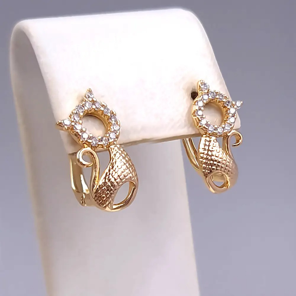 Сережки кошеня (1 пара) Xuping. Довжина: 16 мм. Ширина: 8 мм.