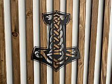 Настінний декор панно картина лофт із металу Молот Тора