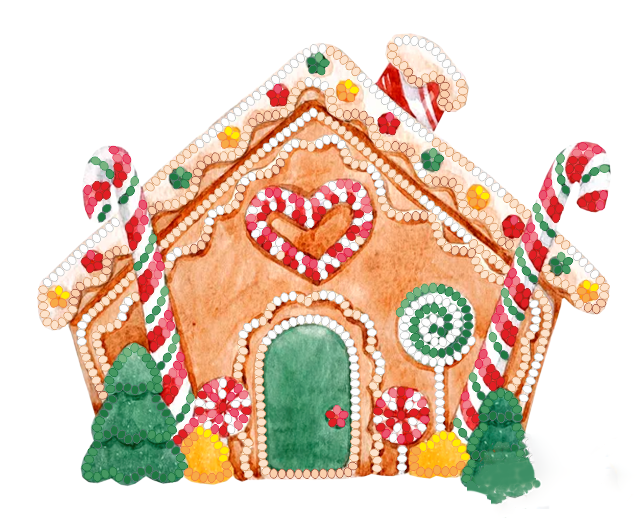 Схема вишивання бісером на велюрі Пряниковий будиночок ВЛ-049