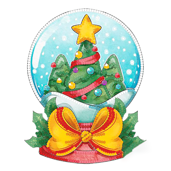 Схема вишивання бісером на велюрі Снігова куля з ялинками  ВЛ-051