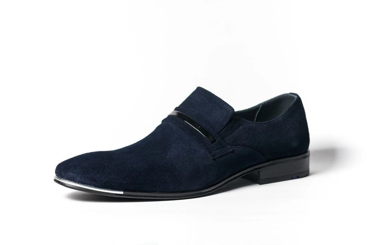 Чоловічі туфлі замшеві, сині 44 розмір на стопу 29,2 см