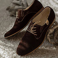 Мужские туфли замшевые, дерби коричневые 40, 41 и 44 размер